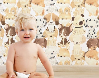 Puppy Dog Peel and Stick Wallpaper for your Kids Room or Baby Nursery