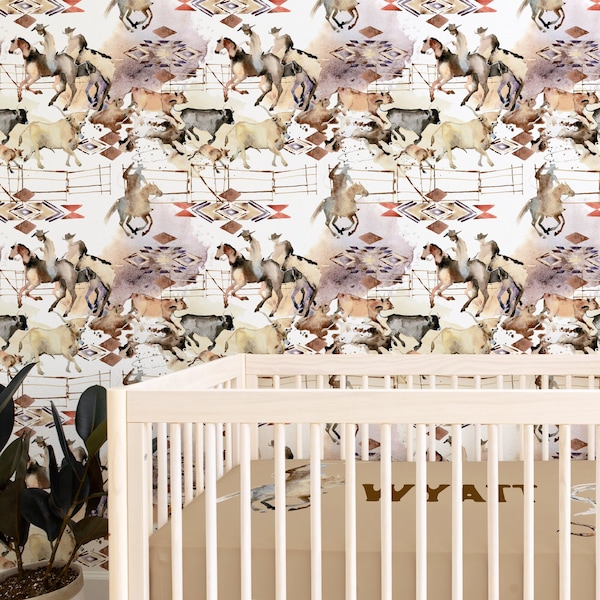 Western Peel and Stick Wallpaper - Etsy