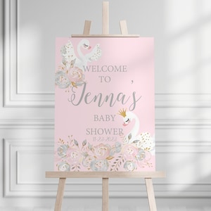 Blush Gold Floral Baby Shower Welcome Sign, Personalized Girl Baby Shower Sign, Pink Welcome Poster, Baby Shower Decorations, Foam Board