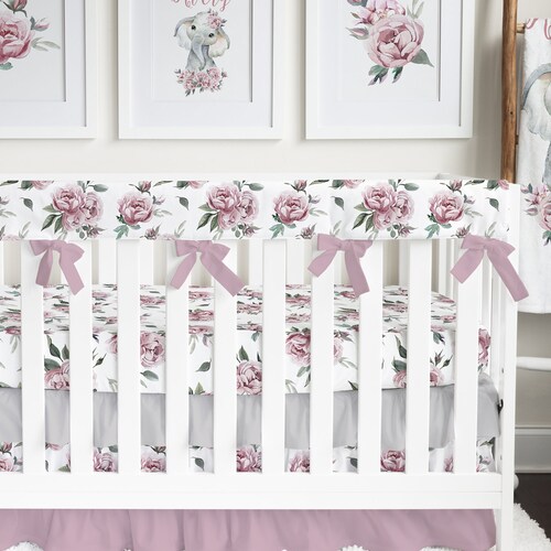 Floral Baby Girl Crib Set Nursery Bedding in Burgundy Purple Etsy