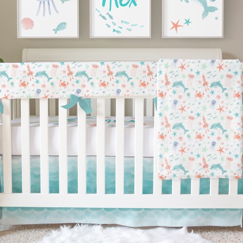 Ocean Crib Bedding Baby Boy Neutral Baby Bedding Underwater Etsy