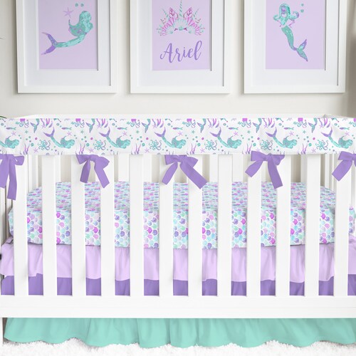Baby Girl Crib Bedding Set Mermaid Nursery Purple and Teal Etsy