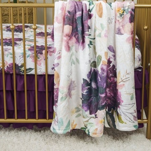 Floral Baby Girl Crib Bedding Set: Ruffled Skirt & Blanket