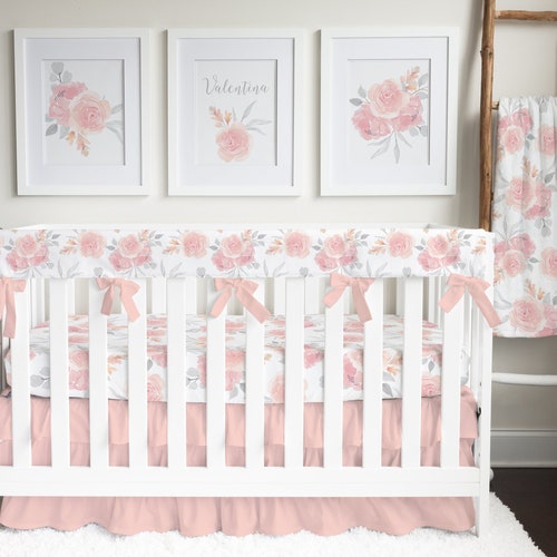 Floral Girl Crib Bedding Elephant Baby Bedding Set Peony Etsy