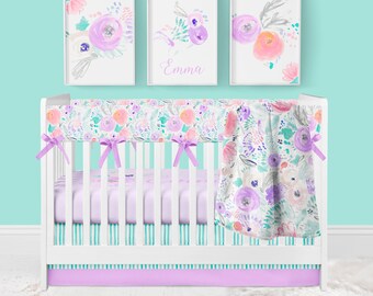 Teal Purple Crib Set Etsy