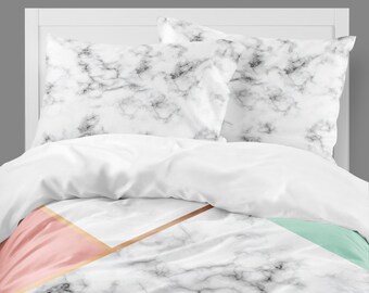 marble bedding dorm bedding teen girls room twin xl comforter luxe girls room bedding set coral and mint gold black and white full - Toddler Bedding Sets marble bedding dorm bedding teen girls room twin xl comforter luxe girls room bedding set coral and mint gold black and white full - Toddler Bedding Sets