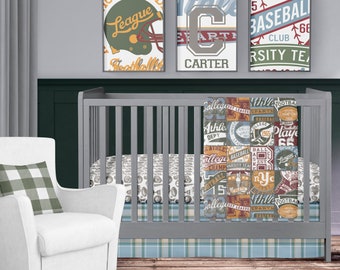 vintage sports crib bedding