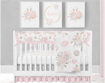 baby girl crib bedding floral crib bedding watercolor floral pink blush gold gray boho crib bedding floral nursery - Baby Girl Crib Bedding baby girl crib bedding floral crib bedding watercolor floral pink blush gold gray boho crib bedding floral nursery - Baby Girl Crib Bedding