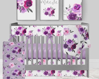 purple cot bedding