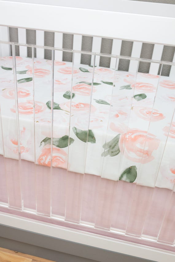 Girl Crib Bedding Floral Crib Bedding Watercolor Floral Pink Blush Peach Crib Sheet Boho Nursery Floral Minky Blanket Baby Gift Etsy Canada