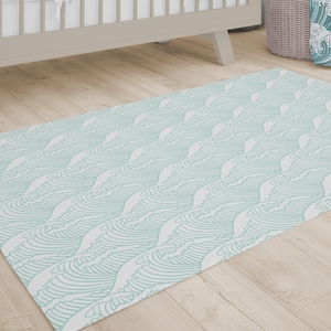 Ocean Nursery Rug, Wabe Baby Boy Nursery Decor, Toddler Boy Room, Coastal, Sea, Surf Decor, Aqua Nursery Rug, Baby Shower Gift, Tidal Baby