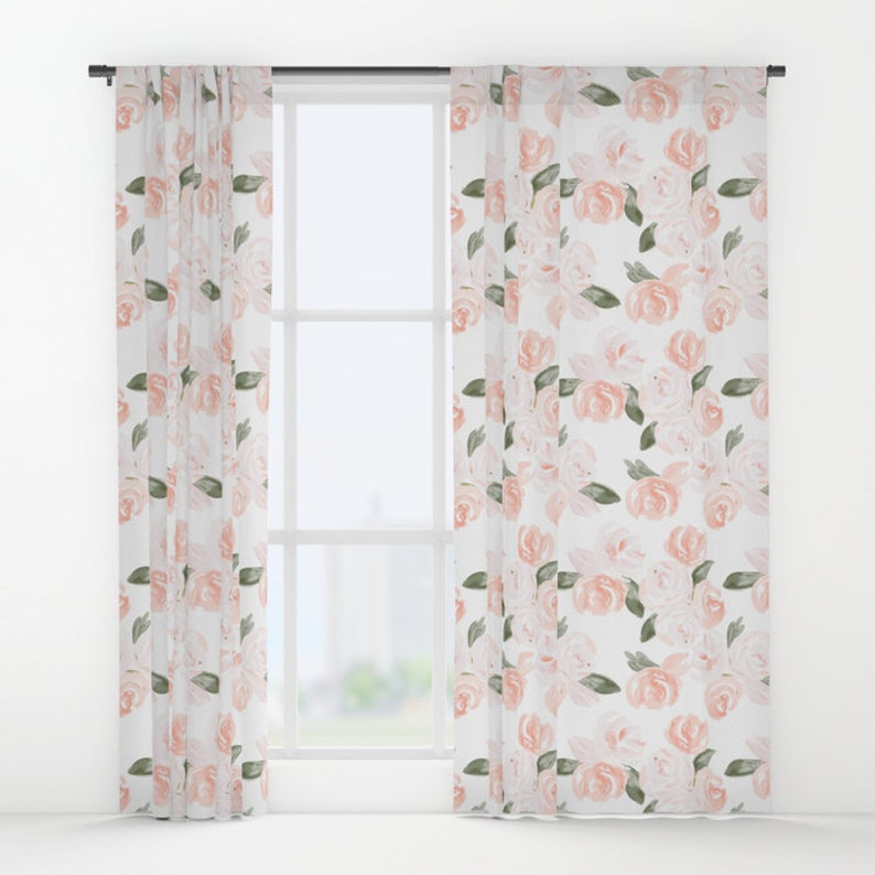 Nursery Curtain Floral Curtain Watercolor Floral Curtain Etsy