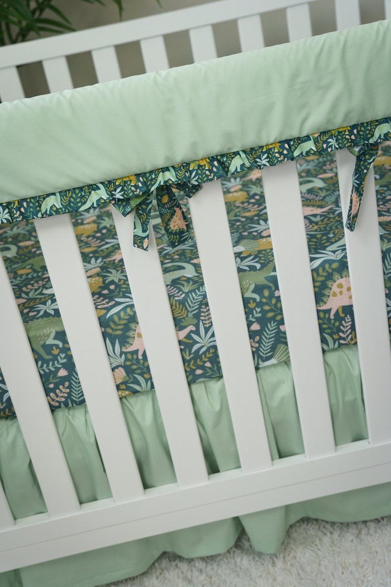 Girl Dinosaur Crib Bedding Set Pink and Mint Green Girl Etsy