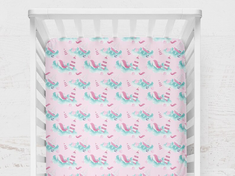 Crib Bedding Girl Nautical Nursery Coastal Baby Bedding Etsy