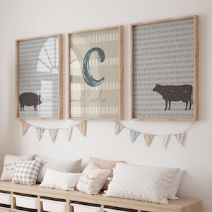 Farm Animal Nursery Art Prints: Personalized Modern Farmhouse Decor