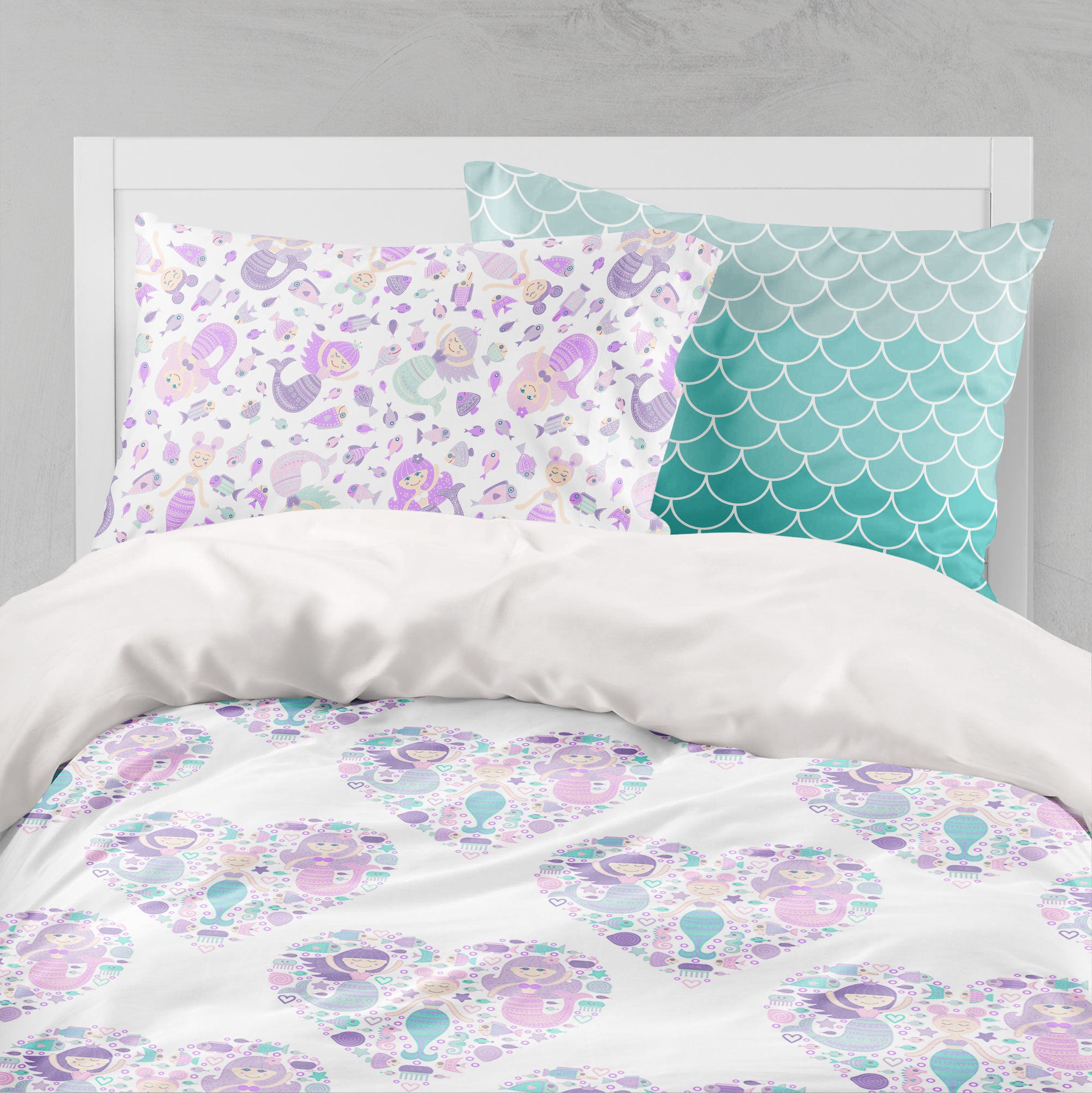 Mermaid Girl Bedding Purple Mint Bedding Mermaid Girl Room Etsy