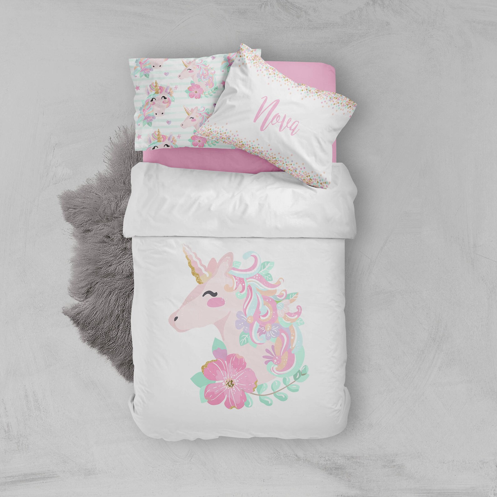 Unicorn Girls Room Unicorn Girls Bedding Toddler Duvet Etsy