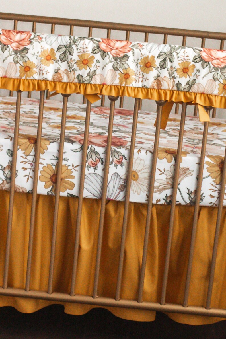 yellow floral crib bedding