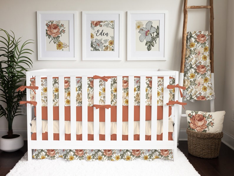 Baby Girl Crib Bedding Set Floral Nursery Vintage Floral Etsy