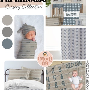 Modern Farmhouse Baby Boy Blanket, Personalized Baby Boy Gift, Nursery Decor, Baby Shower Gift, Kid Blanket, Minky, Fleece, Sherpa, Farm image 6