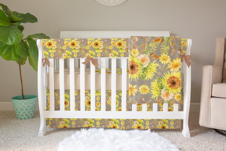 Baby Girl Crib Bedding Sunflower Nursery Boho Earthy - Sunflower Crib Bedding Baby Girl Crib Bedding Sunflower Nursery Boho Earthy - Sunflower Crib Bedding