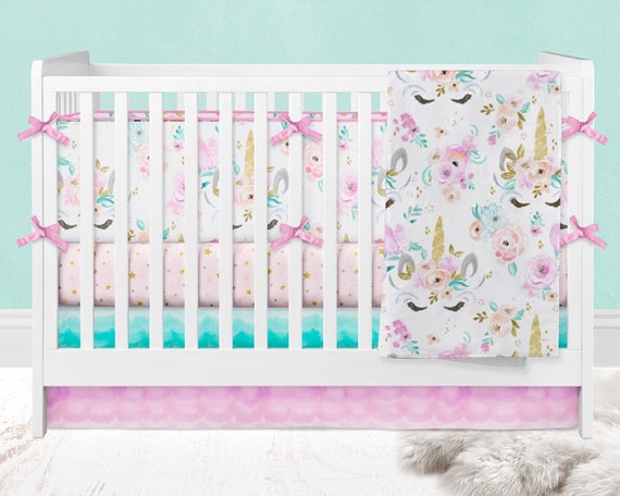 unicorn crib bedding etsy