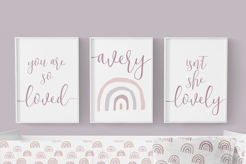 Girl Crib Bedding Rainbow Baby Bedding Set Pink Mauve Etsy