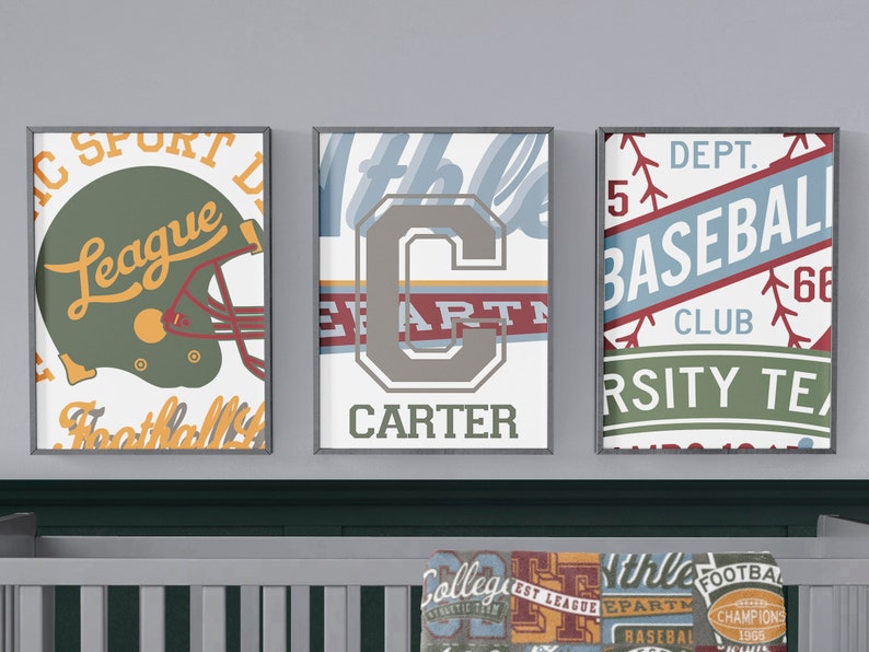 Baby Boy Crib Bedding Vintage Sports Nursery Football Etsy