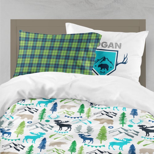 Woodland Boy Twin Bedding Boy Room Toddler Bedding Boy Etsy