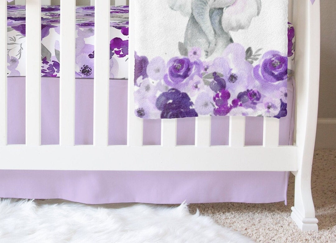 Floral Girl Crib Bedding Purple Elephant Baby Bedding Set - Etsy