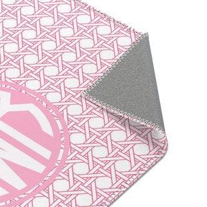 Monogrammed Nursery Rug: Pink Trellis, Preppy Baby Girl Decor image 3