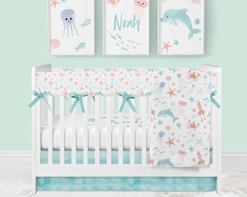 Baby Boy Nursery Crib Sheet Ocean Nursery Underwater Etsy