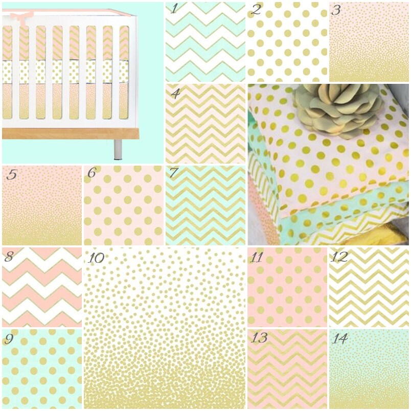 Metallic Gold Crib Bedding Pink Gold Nursery Sparkles Baby