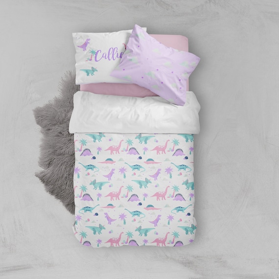 Girls Room Bedding Pink Purple Dinosaur, Pink And Purple Toddler Bedding Sets