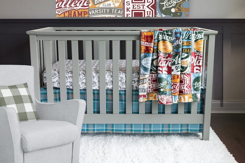 vintage sports crib bedding