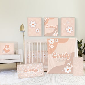 Groovy Girl Room Curtains, Daisy Nursery Decor, Retro Girl Nursery Decor, Blackout Curtain ...