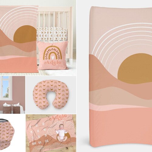 Boho Crib Sheet Baby Girl Bedding Set Desert Sunset Nursery Etsy