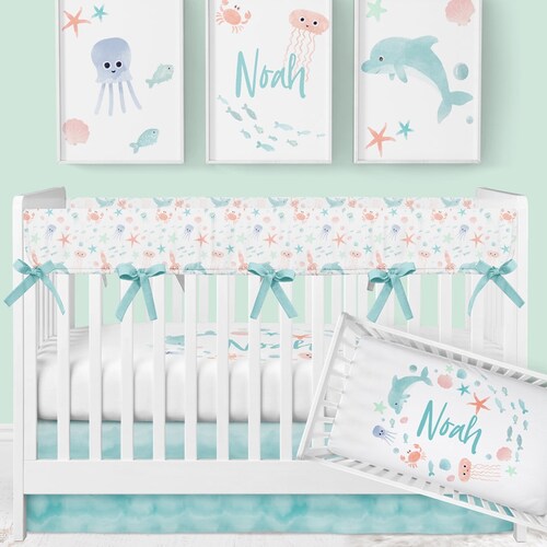 Ocean Crib Bedding Baby Boy Neutral Baby Bedding Underwater Etsy