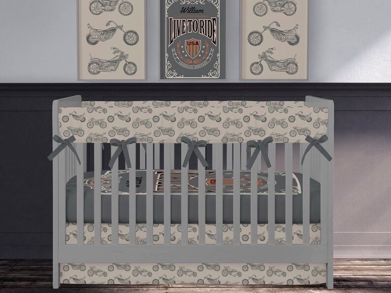 Motorcycle Boy Crib Bedding Set Baby Nursery Biker Crib Etsy