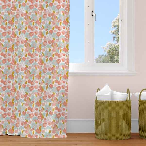 Coral Curtains Etsy