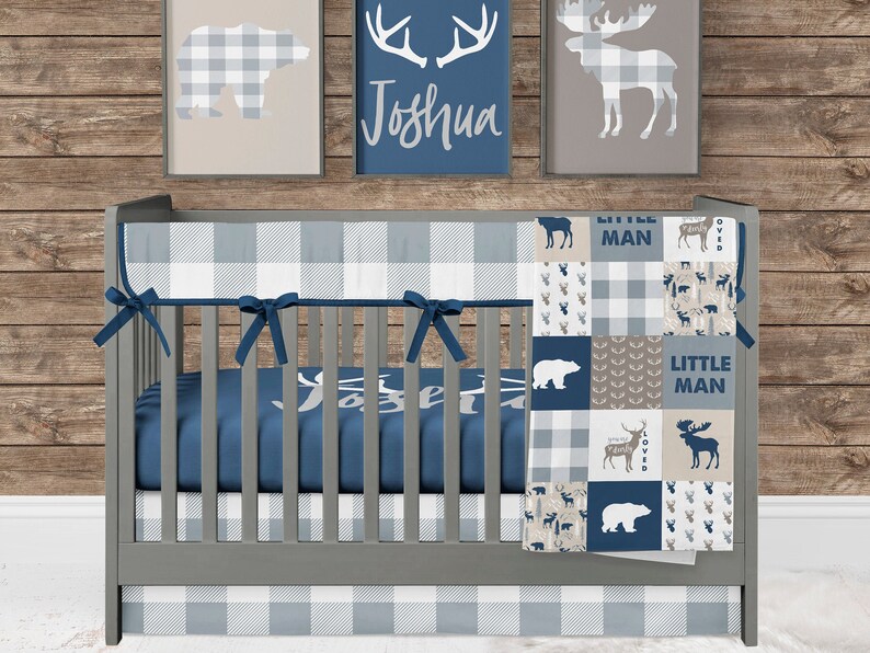 Baby Boy Crib Bedding Woodland Nursery Deer Moose Bear Etsy