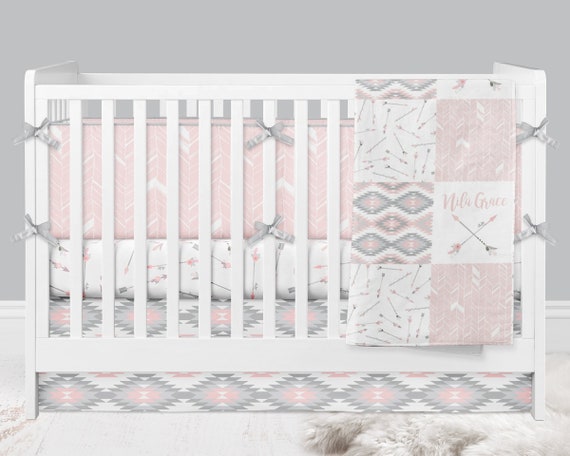 Baby Girl Crib Bedding Blush Pink And Gray Nursery