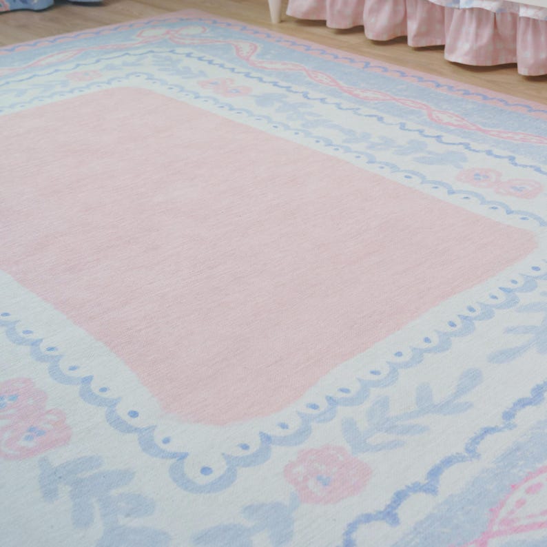 Kids Rug | Preppy Heirloom Ribbon - Etsy
