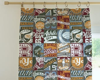 Sports Nursery Curtains: Football, Basketball, Baseball - Boy Room Decor