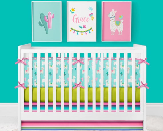 Baby Girl Crib Bedding Llama Nursery Decor Personalized Etsy
