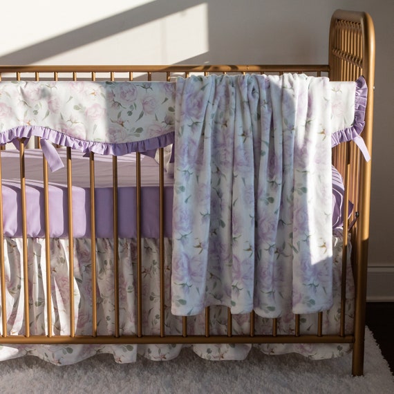 Floral Crib Bedding Set Lilac Lavender 