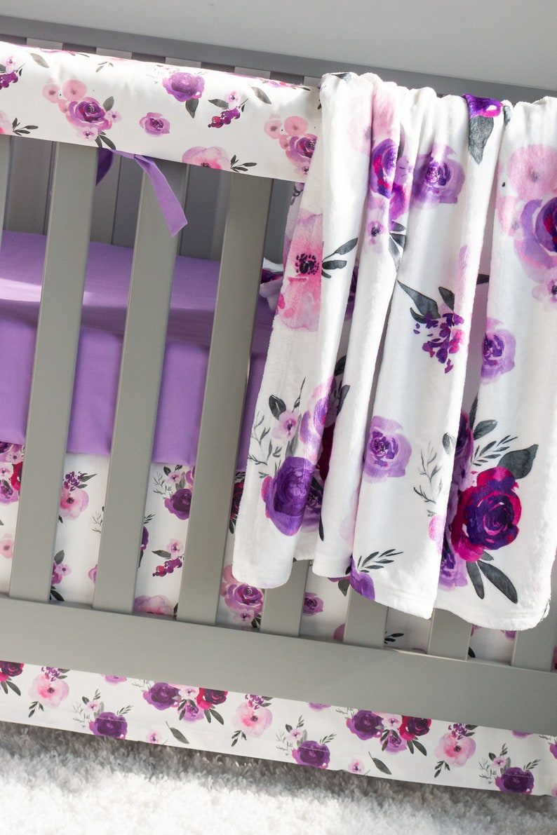 Baby Girl Crib Bedding Set Purple Floral Lavender Baby Etsy