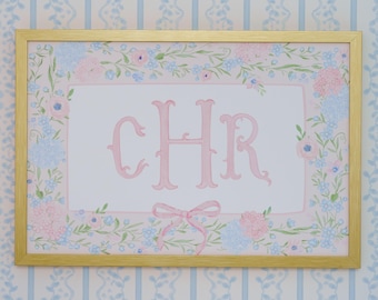 Decoración infantil personalizada / Monograma floral