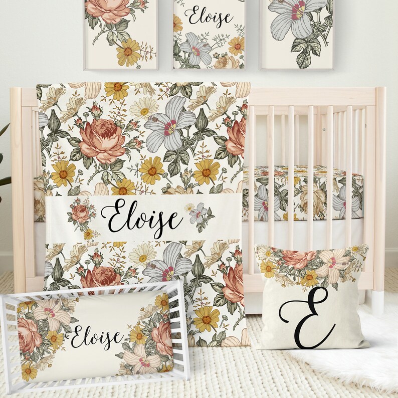 Vintage Floral Wall Art Baby Girl Nursery Decor Nursery Wall - Etsy