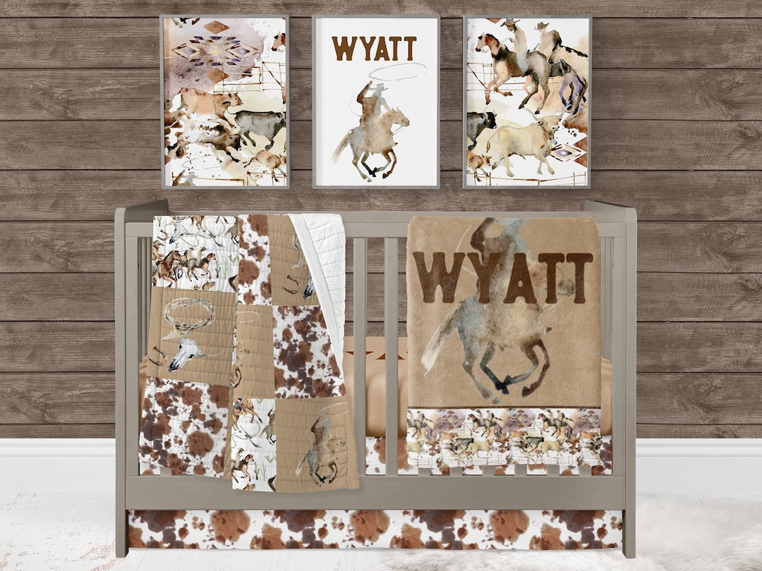 Baby Boy Cowboy Crib Bedding Set, Western Boy Nursery, Texas Baby